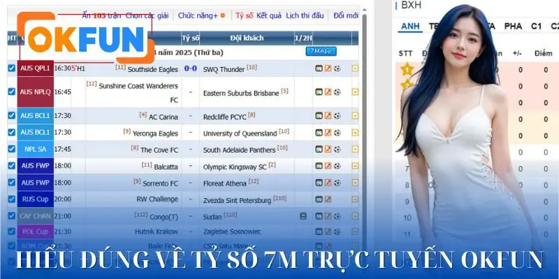 Tỷ số 7M trực tuyến OKFUN đồng hành cùng từng pha bóng